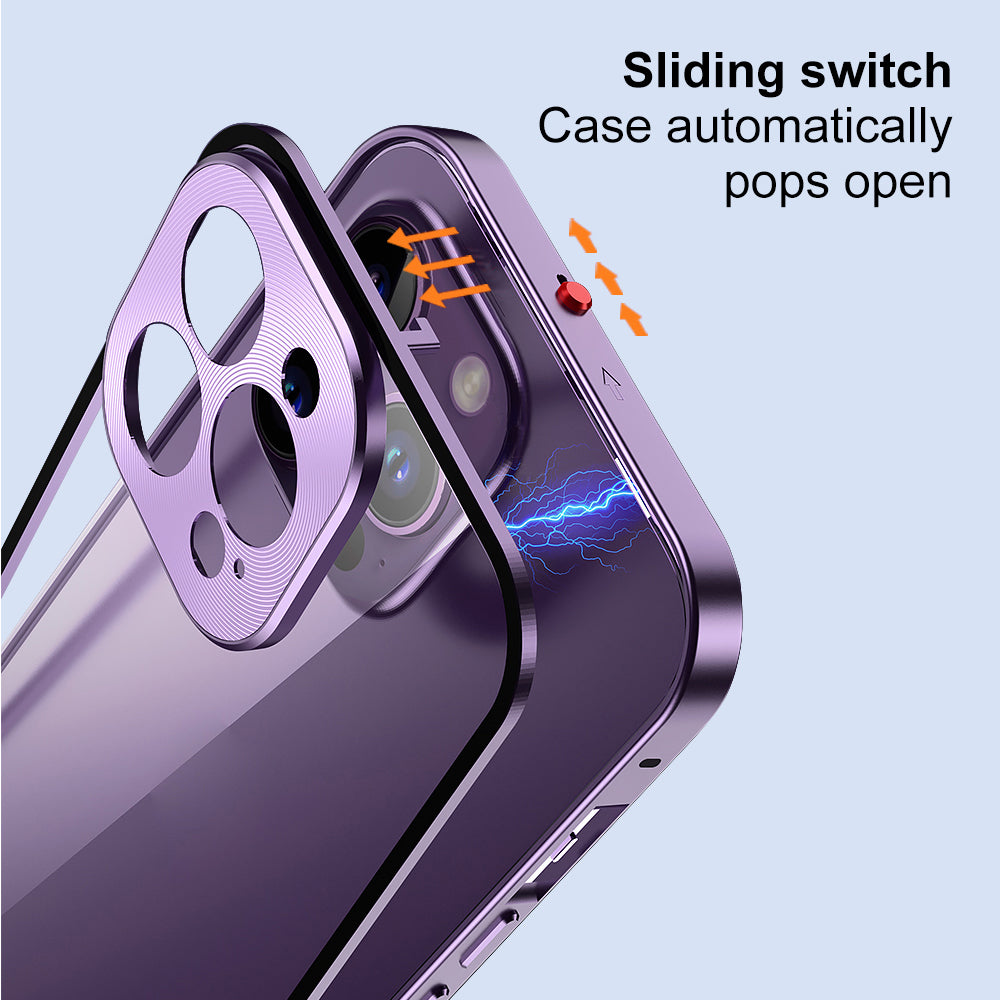 NORTHJO For iPhone 14 Pro Max Aluminum Alloy Frame+Tempered Glass Back Cover Buckle Installation Protective Phone Case