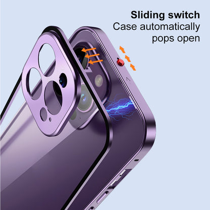 NORTHJO For iPhone 14 Pro Max Aluminum Alloy Frame+Tempered Glass Back Cover Buckle Installation Protective Phone Case