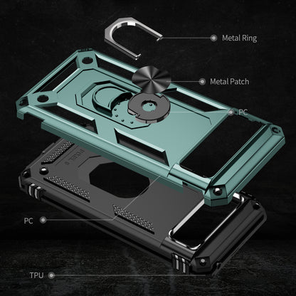 For Google Pixel 8 Ring Kickstand Phone Case PC+TPU Cover with Built-in Magnetic Holder Metal Sheet