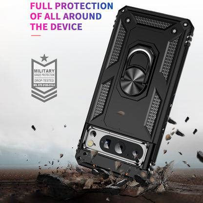 For Google Pixel 8 Pro PC+TPU Kickstand Phone Case Magnetic Car Mount Holder Phone Cover