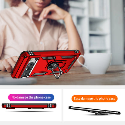 For Google Pixel 8 Pro PC+TPU Kickstand Phone Case Magnetic Car Mount Holder Phone Cover