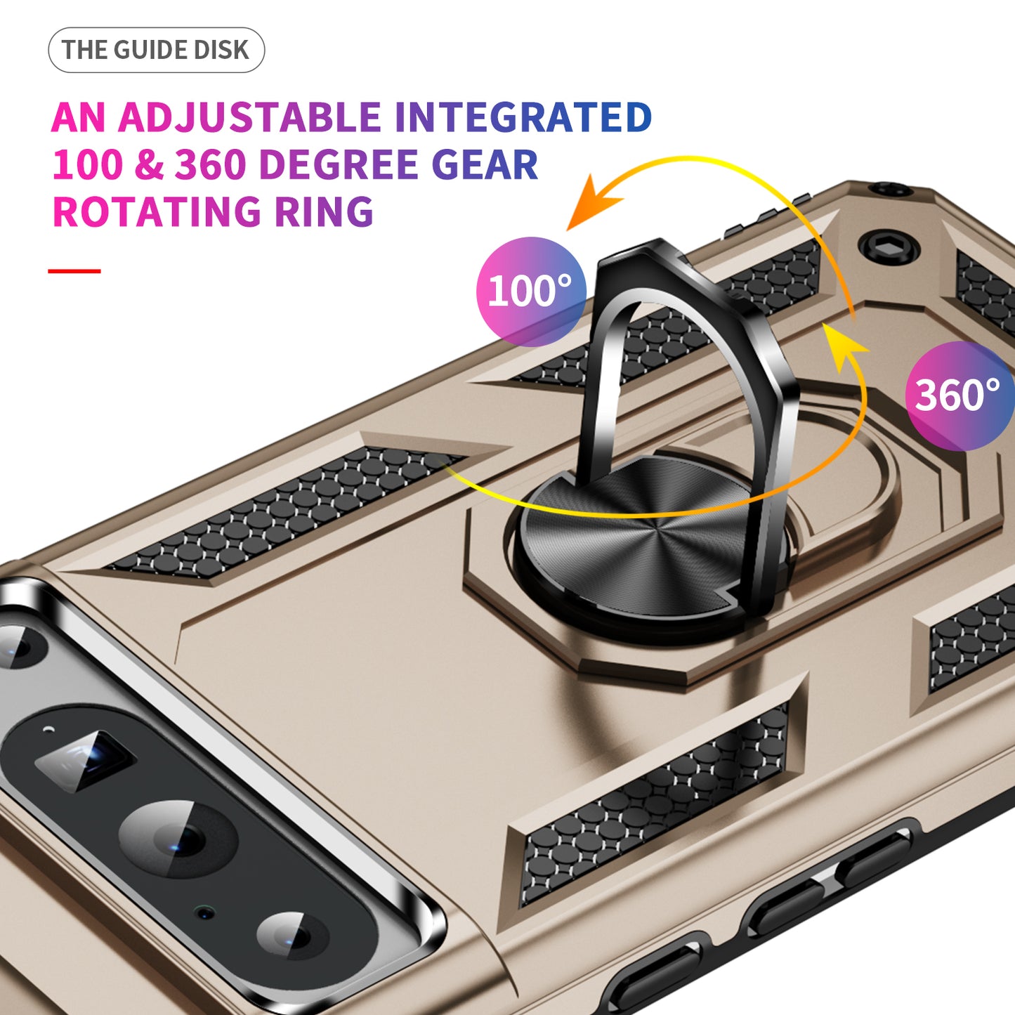 For Google Pixel 8 Pro PC+TPU Kickstand Phone Case Magnetic Car Mount Holder Phone Cover