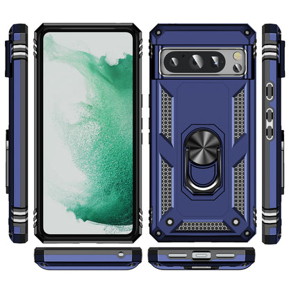 For Google Pixel 8 Pro PC+TPU Kickstand Phone Case Magnetic Car Mount Holder Phone Cover