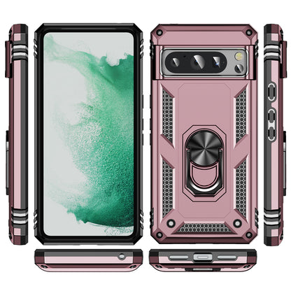 For Google Pixel 8 Pro PC+TPU Kickstand Phone Case Magnetic Car Mount Holder Phone Cover