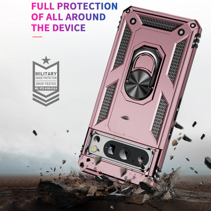 For Google Pixel 8 Pro PC+TPU Kickstand Phone Case Magnetic Car Mount Holder Phone Cover