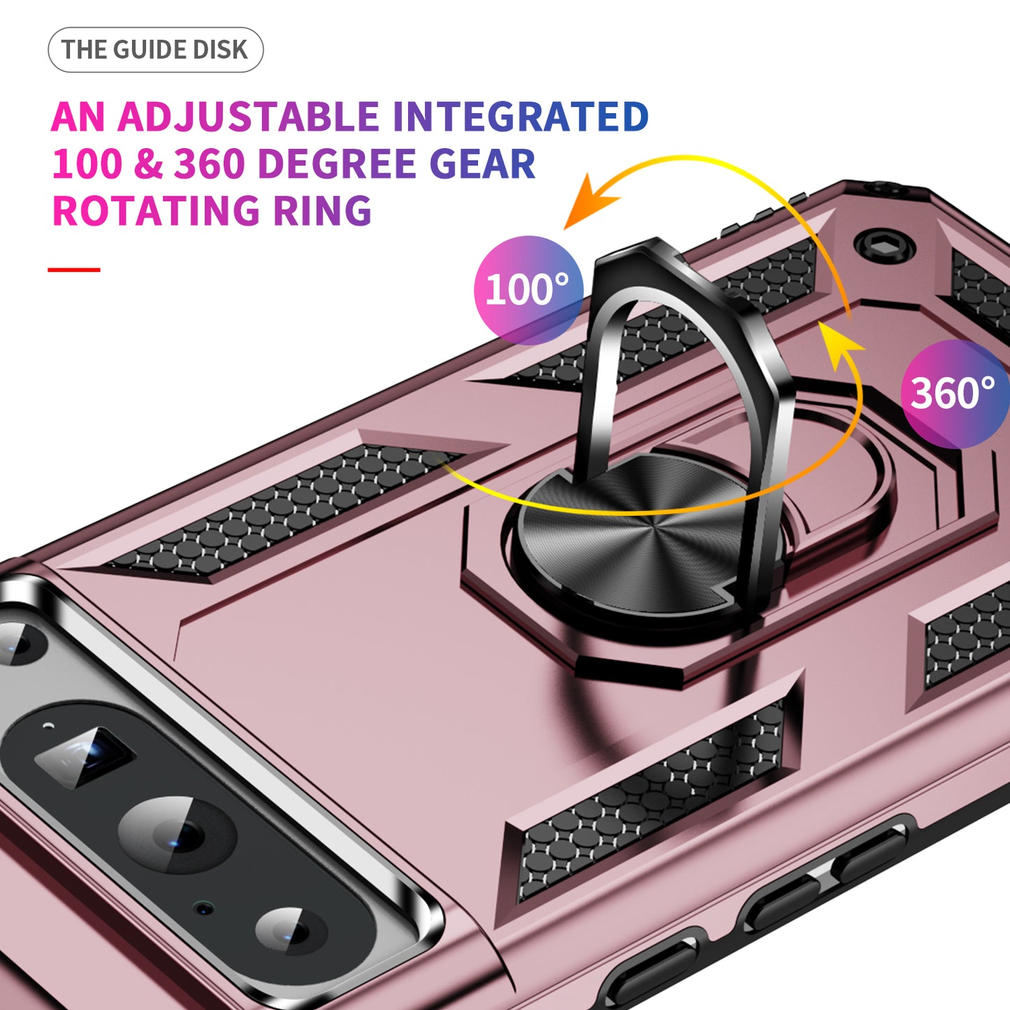 For Google Pixel 8 Pro PC+TPU Kickstand Phone Case Magnetic Car Mount Holder Phone Cover