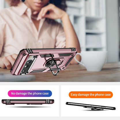 For Google Pixel 8 Pro PC+TPU Kickstand Phone Case Magnetic Car Mount Holder Phone Cover