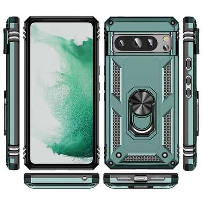 For Google Pixel 8 Pro PC+TPU Kickstand Phone Case Magnetic Car Mount Holder Phone Cover