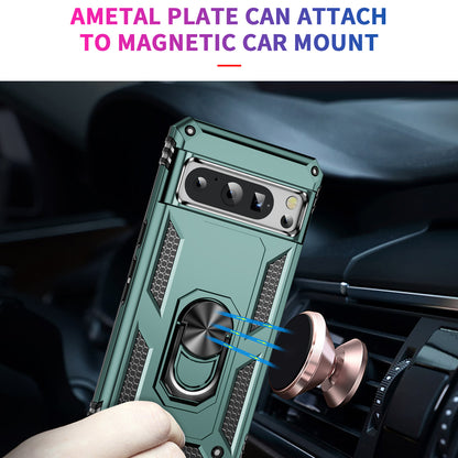 For Google Pixel 8 Pro PC+TPU Kickstand Phone Case Magnetic Car Mount Holder Phone Cover