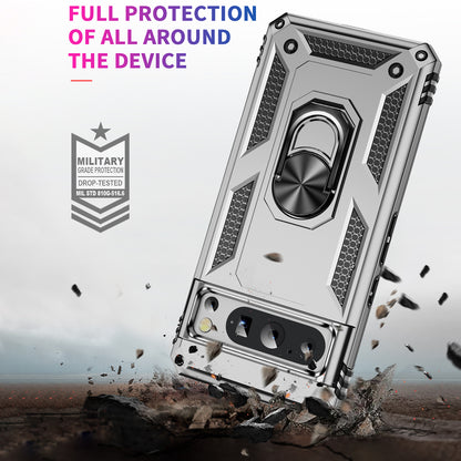 For Google Pixel 8 Pro PC+TPU Kickstand Phone Case Magnetic Car Mount Holder Phone Cover