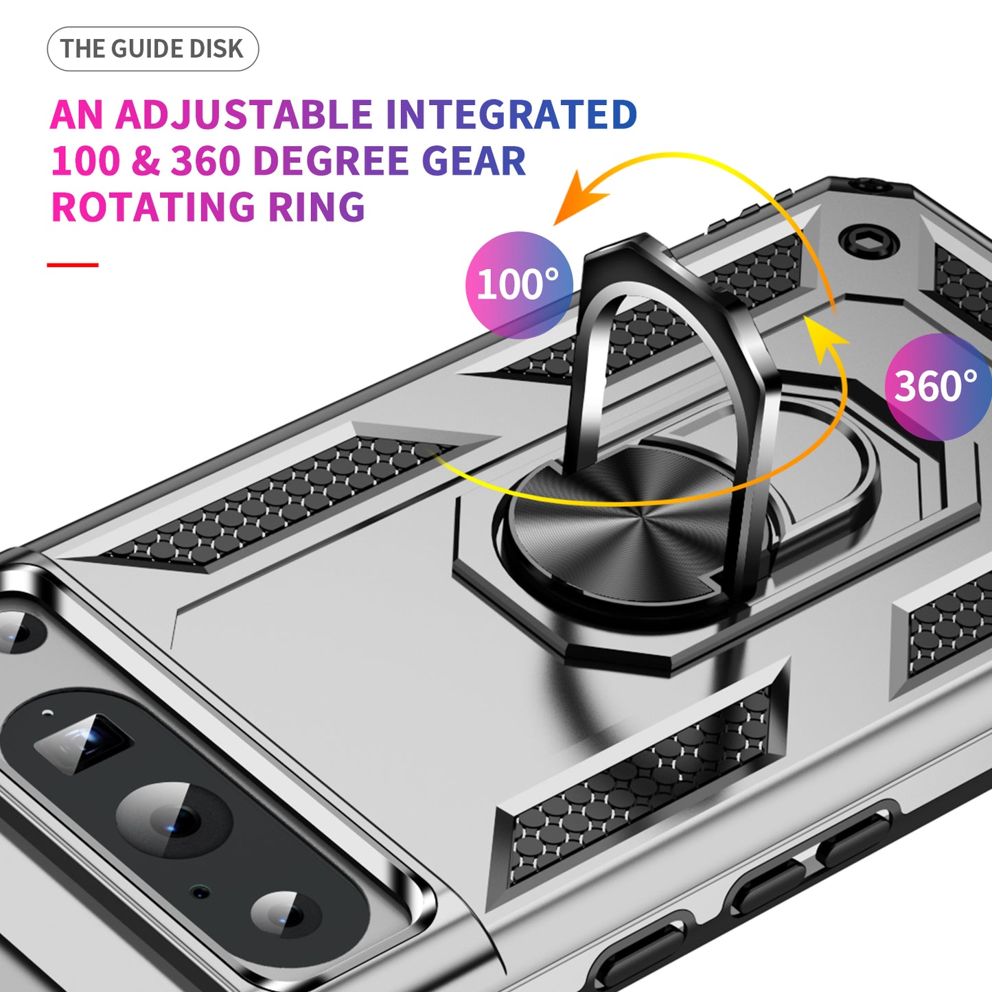 For Google Pixel 8 Pro PC+TPU Kickstand Phone Case Magnetic Car Mount Holder Phone Cover