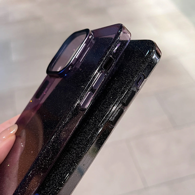 Phone Shell for iPhone 14 Pro Max Glitter Anti-scratch PC Case with Camera Protection Cover Kickstand