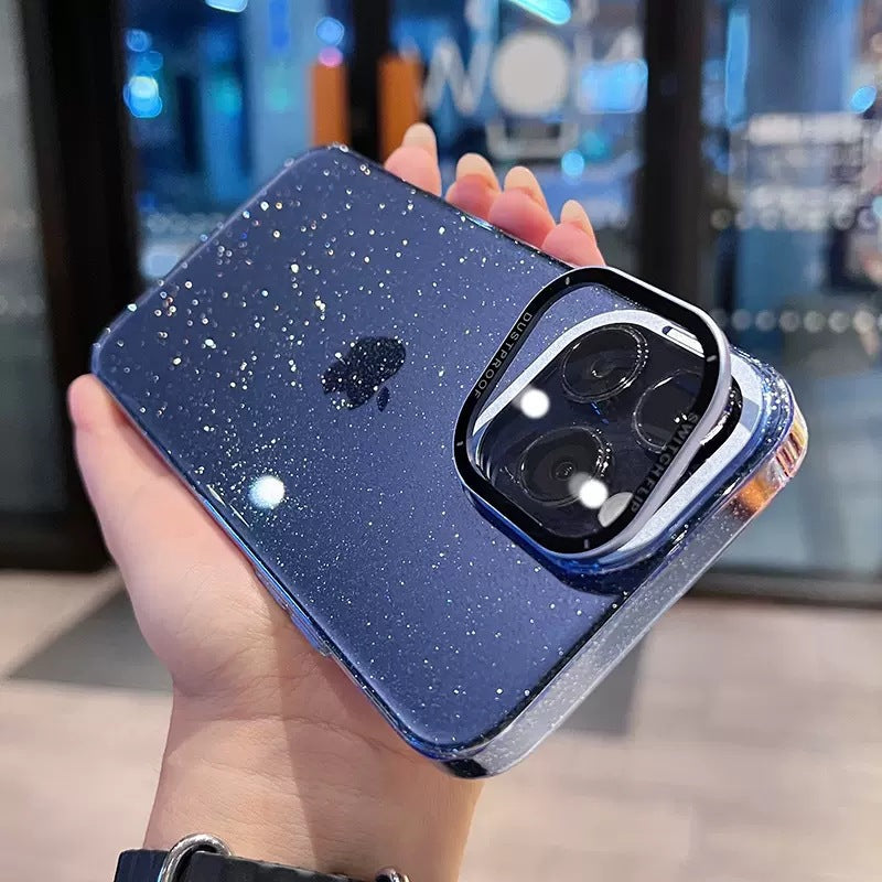 Phone Shell for iPhone 14 Pro Max Glitter Anti-scratch PC Case with Camera Protection Cover Kickstand
