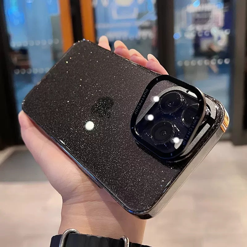 Phone Shell for iPhone 14 Pro Bump Proof Glitter PC Case with Camera Protection Cover Kickstand
