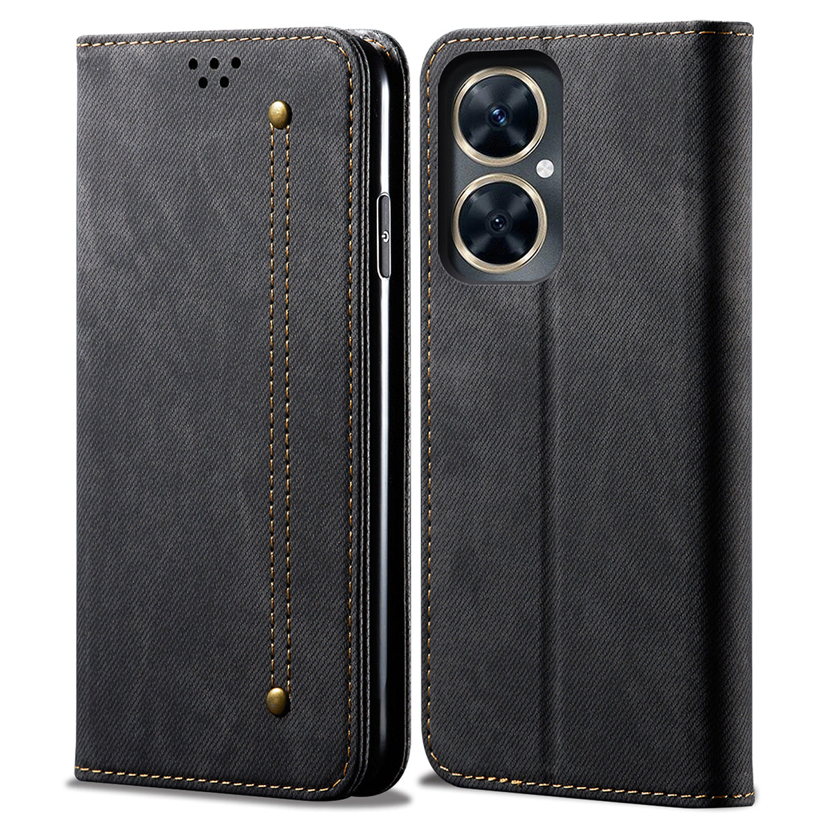 For Huawei Nova 11i / Maimang 20 / Enjoy 60 Pro PU Leather Case Stand Wallet Jeans Cloth Texture Phone Cover