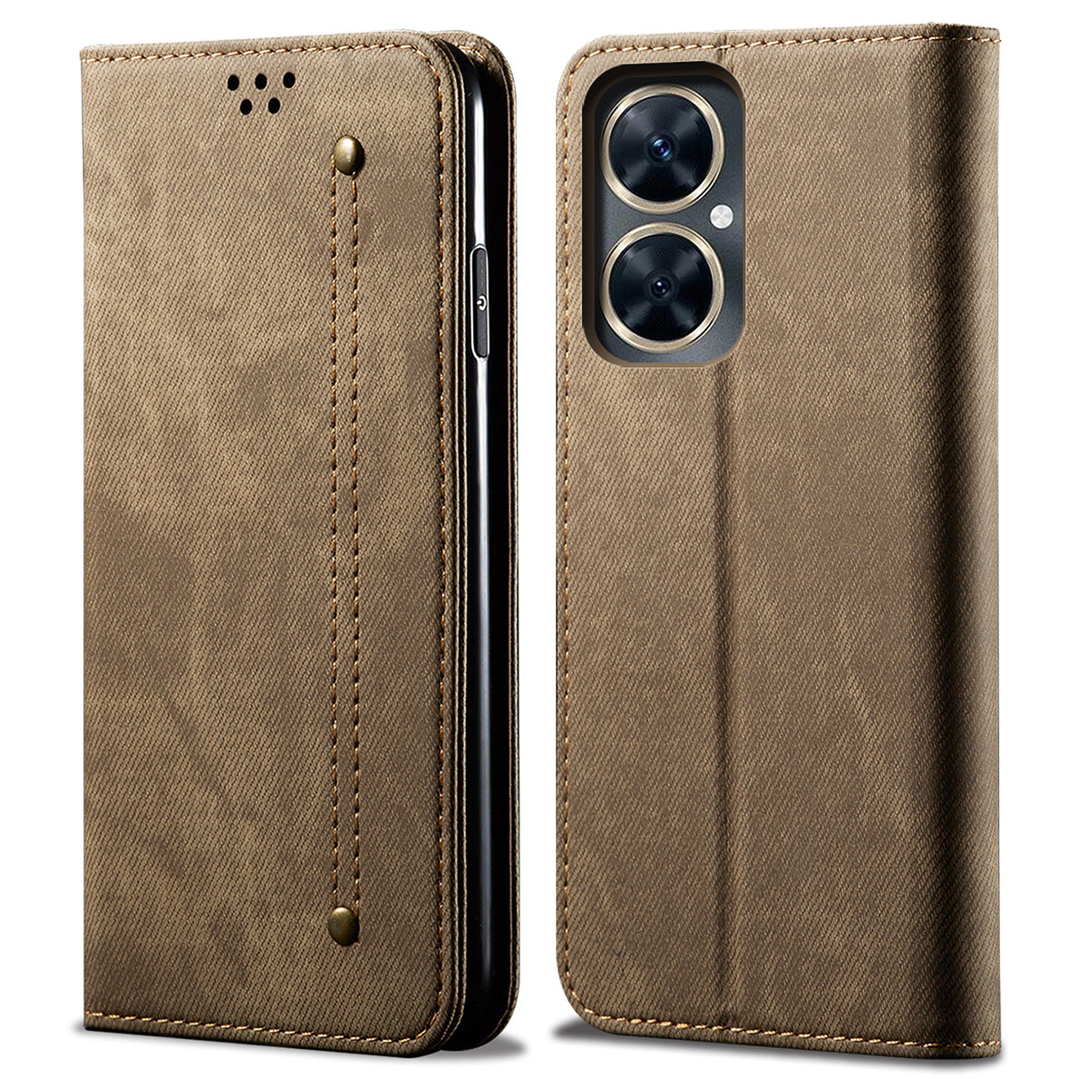 For Huawei Nova 11i / Maimang 20 / Enjoy 60 Pro PU Leather Case Stand Wallet Jeans Cloth Texture Phone Cover