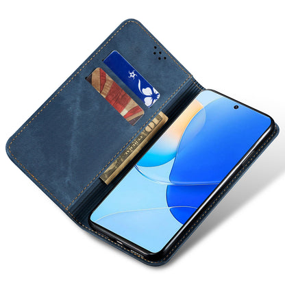 For Huawei Nova 11i / Maimang 20 / Enjoy 60 Pro PU Leather Case Stand Wallet Jeans Cloth Texture Phone Cover