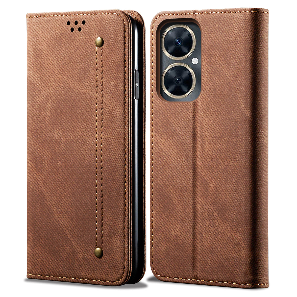 For Huawei Nova 11i / Maimang 20 / Enjoy 60 Pro PU Leather Case Stand Wallet Jeans Cloth Texture Phone Cover