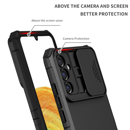 For Samsung Galaxy A34 5G Kickstand Phone Case PC + TPU Phone Protector with Slide Camera Cover