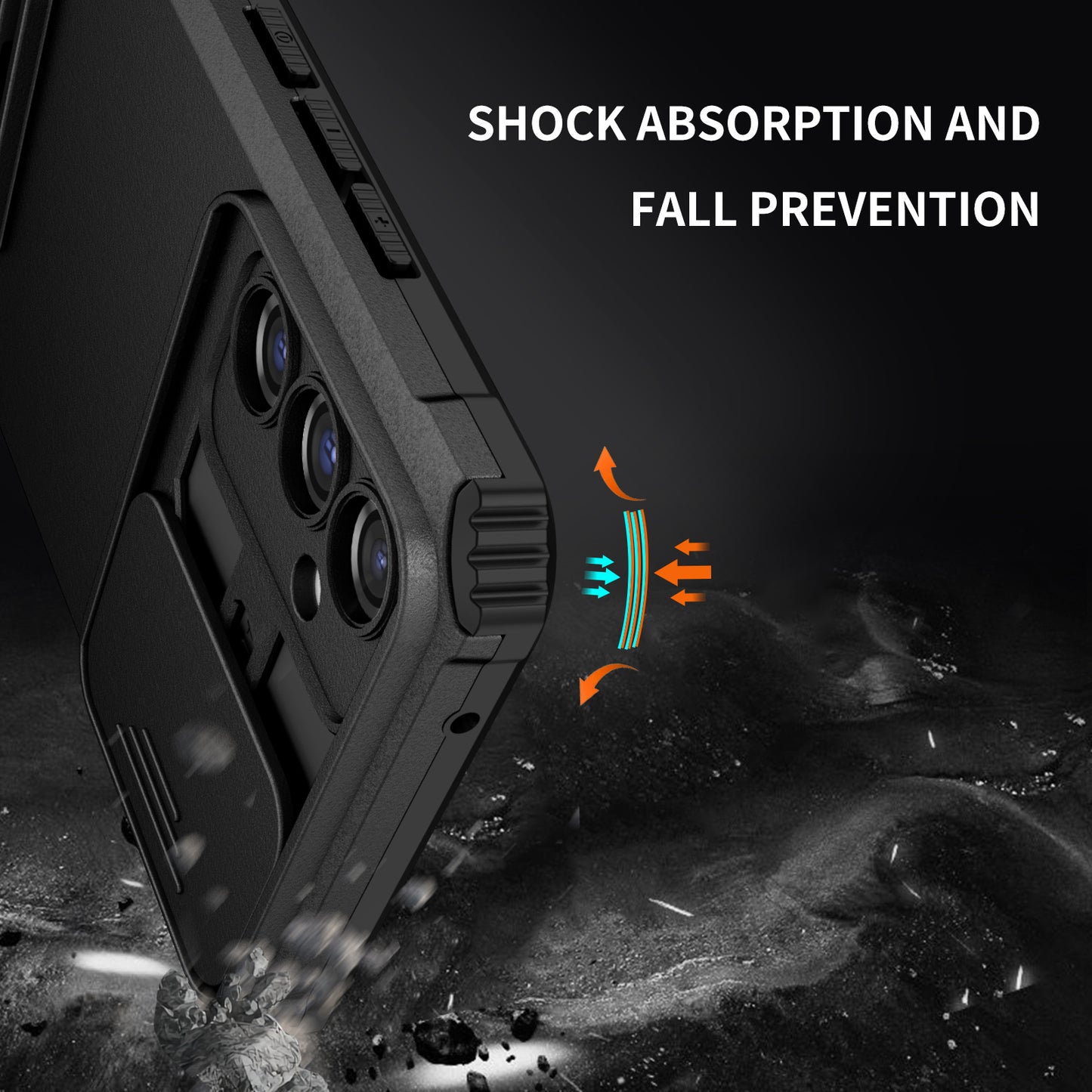 For Samsung Galaxy A34 5G Kickstand Phone Case PC + TPU Phone Protector with Slide Camera Cover