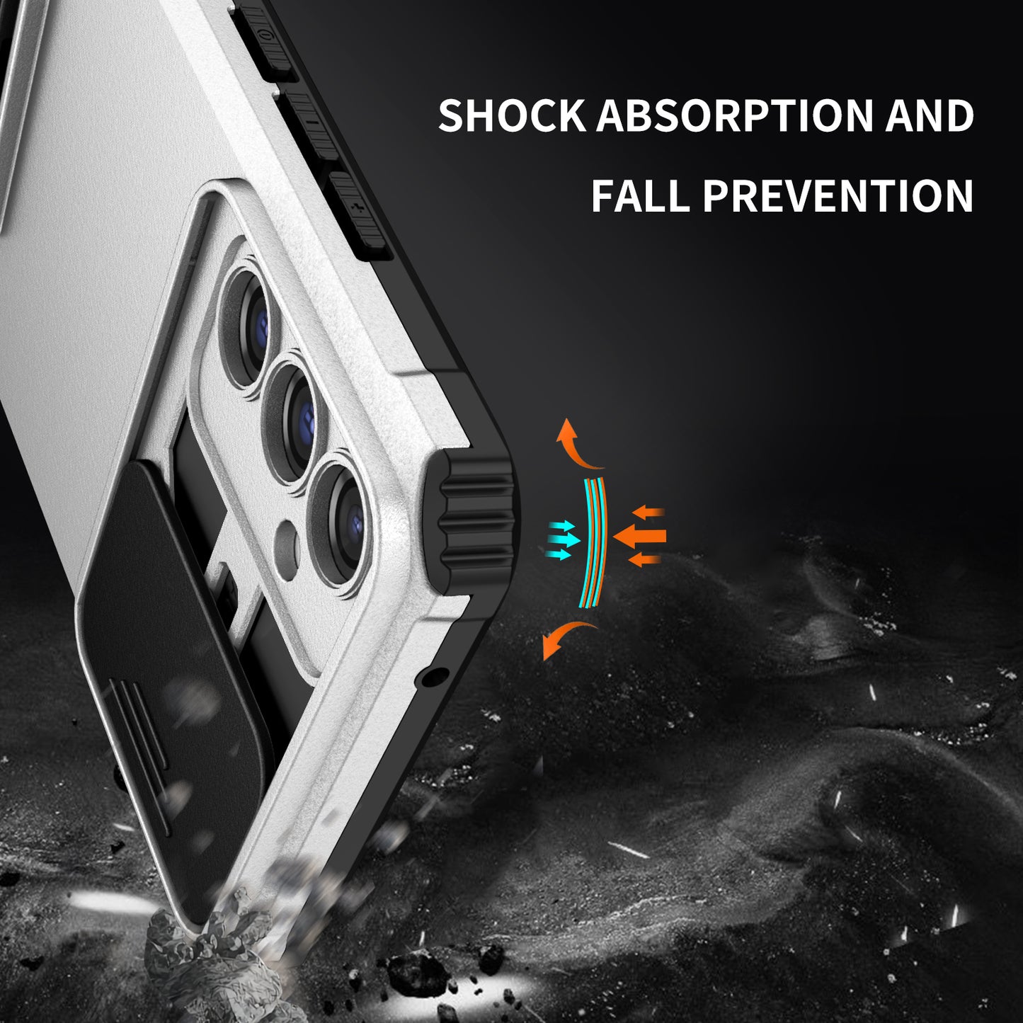 For Samsung Galaxy A34 5G Kickstand Phone Case PC + TPU Phone Protector with Slide Camera Cover