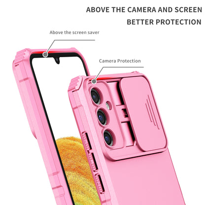 For Samsung Galaxy A34 5G Kickstand Phone Case PC + TPU Phone Protector with Slide Camera Cover