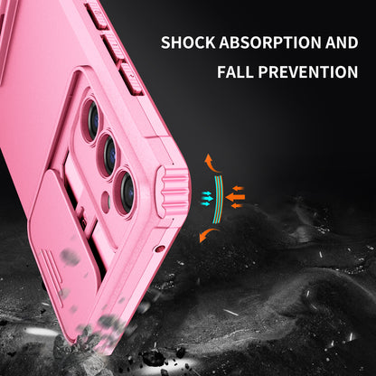 For Samsung Galaxy A34 5G Kickstand Phone Case PC + TPU Phone Protector with Slide Camera Cover