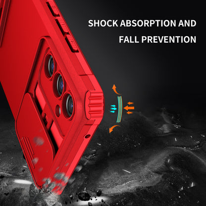 For Samsung Galaxy A34 5G Kickstand Phone Case PC + TPU Phone Protector with Slide Camera Cover