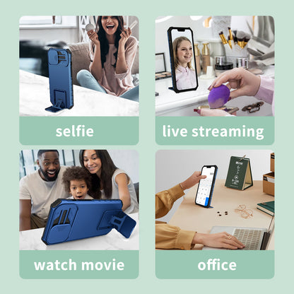 For Samsung Galaxy A34 5G Kickstand Phone Case PC + TPU Phone Protector with Slide Camera Cover