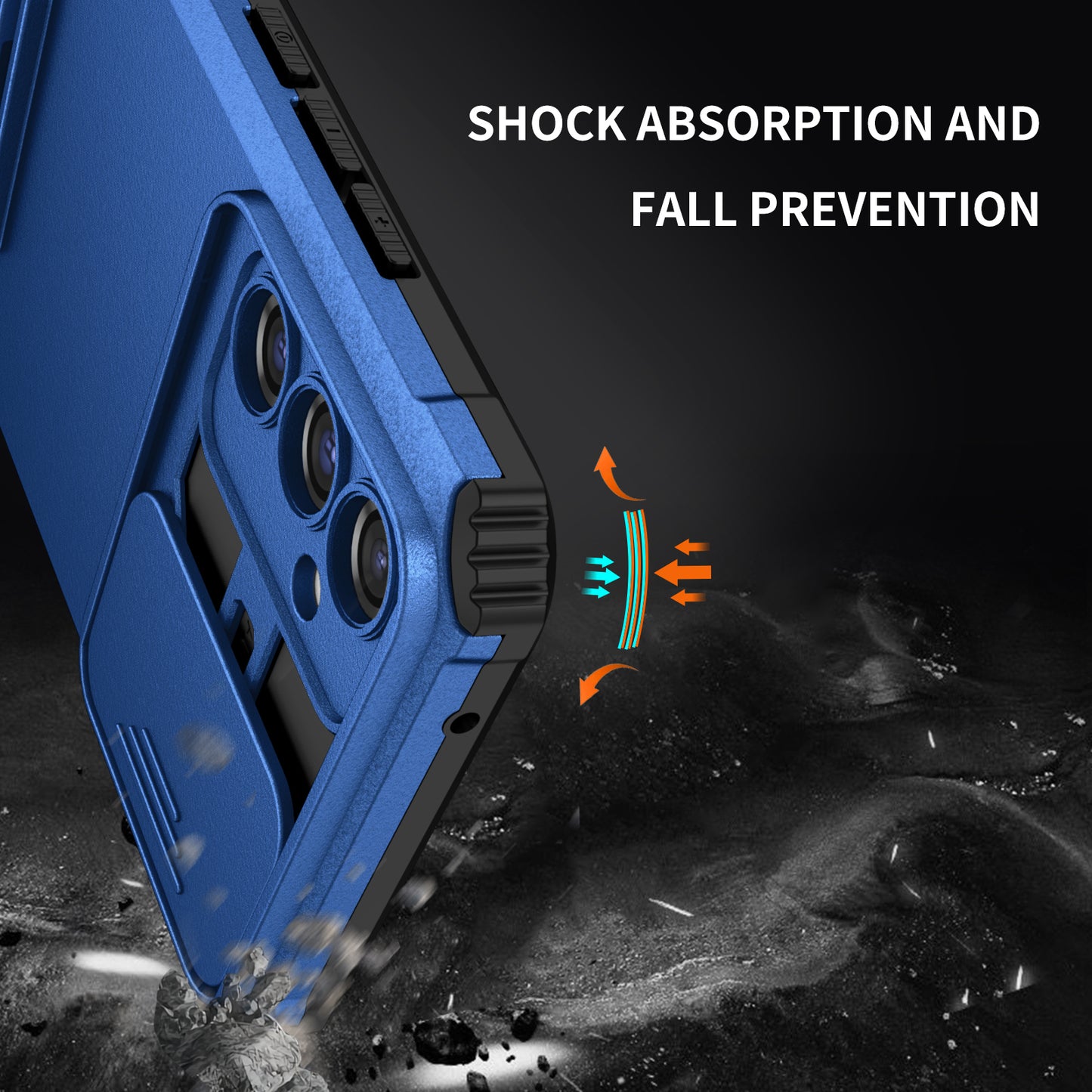 For Samsung Galaxy A34 5G Kickstand Phone Case PC + TPU Phone Protector with Slide Camera Cover