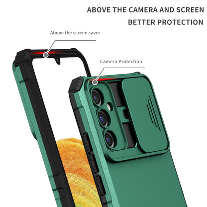 For Samsung Galaxy A34 5G Kickstand Phone Case PC + TPU Phone Protector with Slide Camera Cover