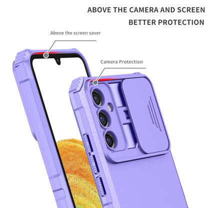 For Samsung Galaxy A34 5G Kickstand Phone Case PC + TPU Phone Protector with Slide Camera Cover