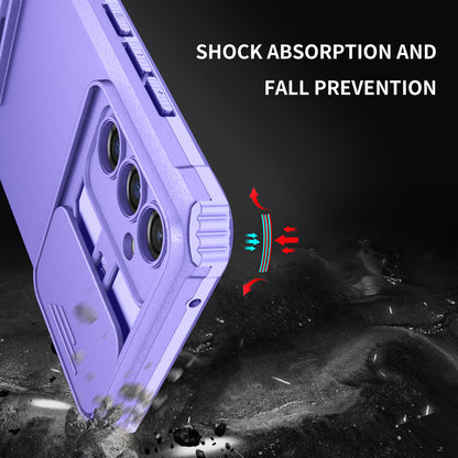 For Samsung Galaxy A34 5G Kickstand Phone Case PC + TPU Phone Protector with Slide Camera Cover