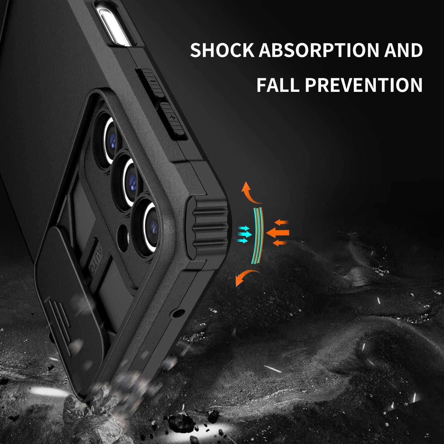 For Samsung Galaxy A14 5G Kickstand Phone Case Slide Camera Protection PC + TPU Cover