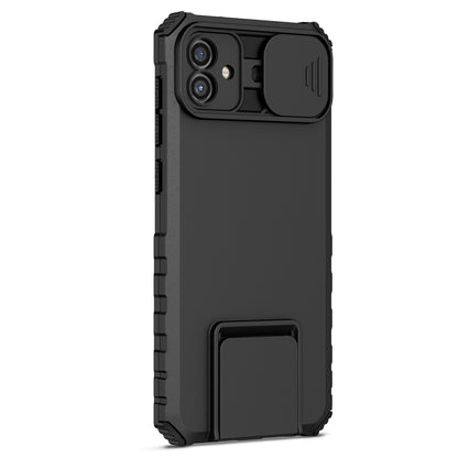 Kickstand Case for Samsung Galaxy A04 4G (164.4 x 76.3 x 9.1 mm) PC + TPU Phone Protector with Slide Camera Cover