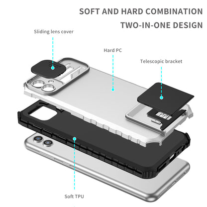 Kickstand Case for Samsung Galaxy A04 4G (164.4 x 76.3 x 9.1 mm) PC + TPU Phone Protector with Slide Camera Cover