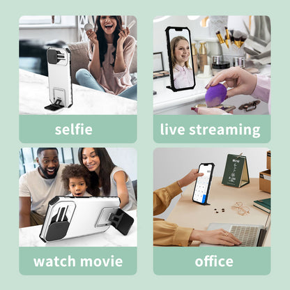 Kickstand Case for Samsung Galaxy A04 4G (164.4 x 76.3 x 9.1 mm) PC + TPU Phone Protector with Slide Camera Cover