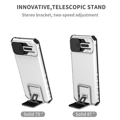 Kickstand Case for Samsung Galaxy A04 4G (164.4 x 76.3 x 9.1 mm) PC + TPU Phone Protector with Slide Camera Cover