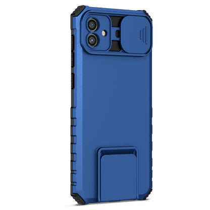 Kickstand Case for Samsung Galaxy A04 4G (164.4 x 76.3 x 9.1 mm) PC + TPU Phone Protector with Slide Camera Cover