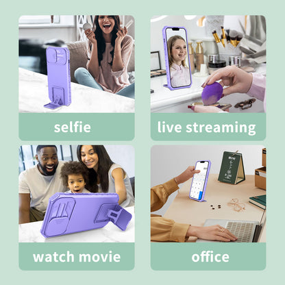 Kickstand Case for Samsung Galaxy A04 4G (164.4 x 76.3 x 9.1 mm) PC + TPU Phone Protector with Slide Camera Cover