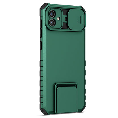 Kickstand Case for Samsung Galaxy A04 4G (164.4 x 76.3 x 9.1 mm) PC + TPU Phone Protector with Slide Camera Cover