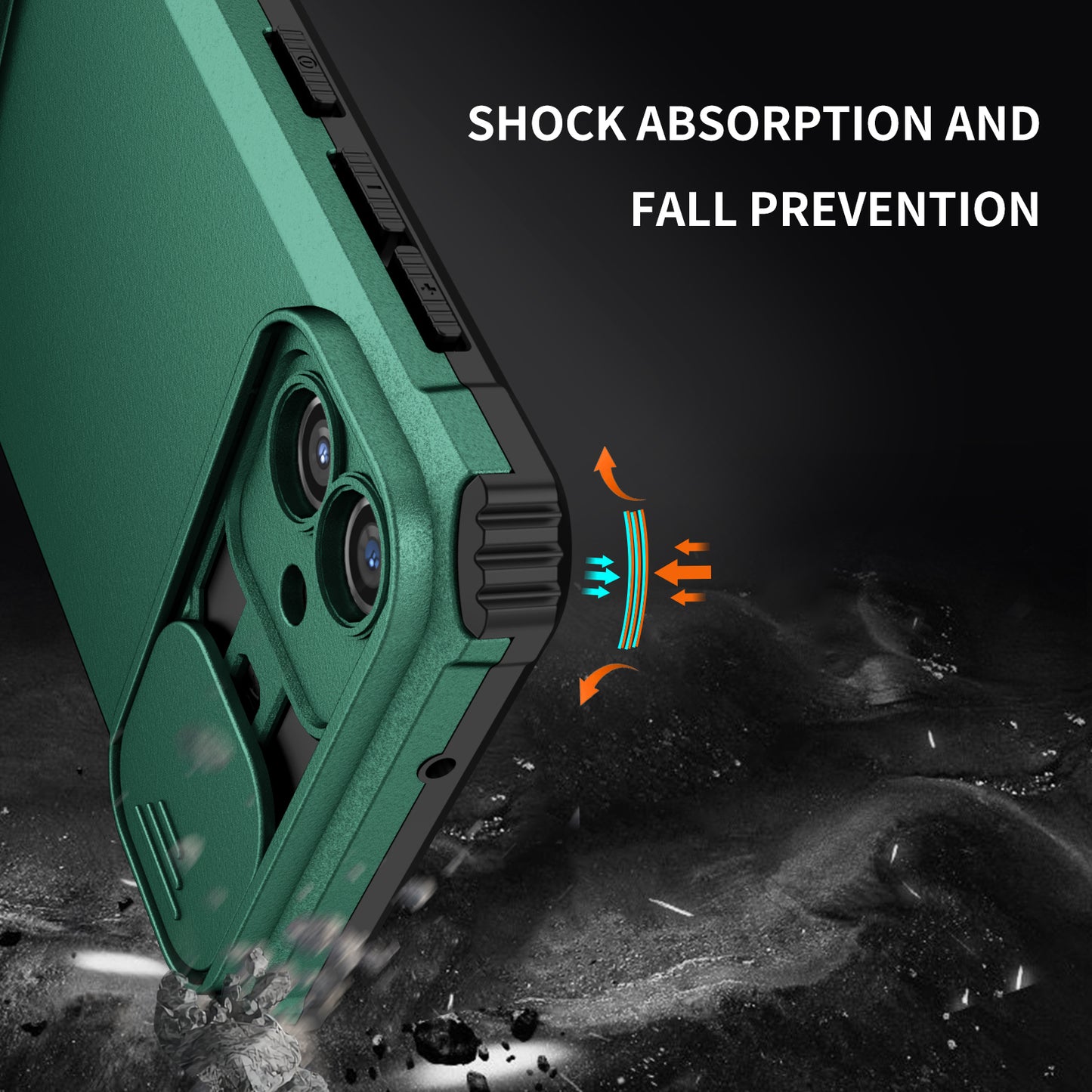 Kickstand Case for Samsung Galaxy A04 4G (164.4 x 76.3 x 9.1 mm) PC + TPU Phone Protector with Slide Camera Cover