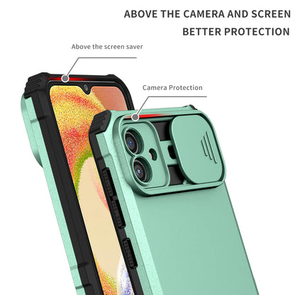 Kickstand Case for Samsung Galaxy A04 4G (164.4 x 76.3 x 9.1 mm) PC + TPU Phone Protector with Slide Camera Cover