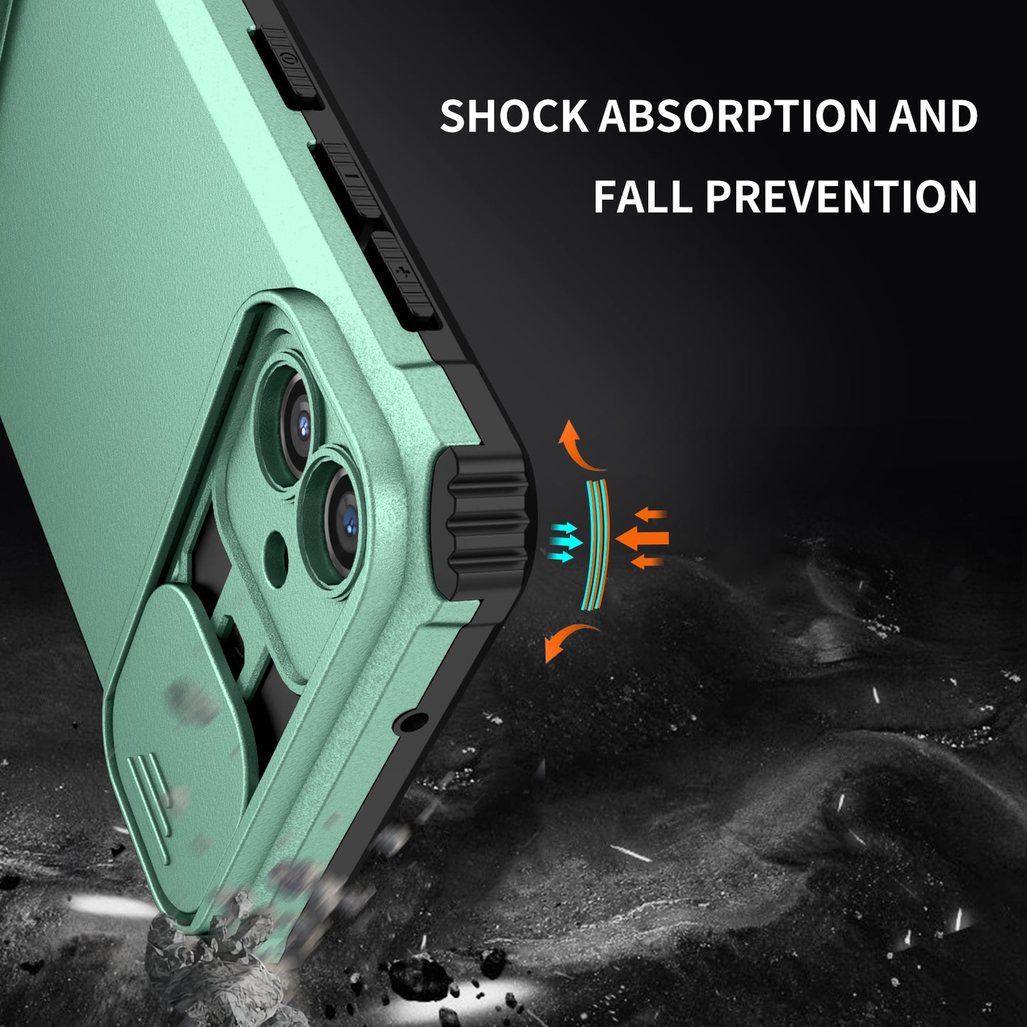 Kickstand Case for Samsung Galaxy A04 4G (164.4 x 76.3 x 9.1 mm) PC + TPU Phone Protector with Slide Camera Cover