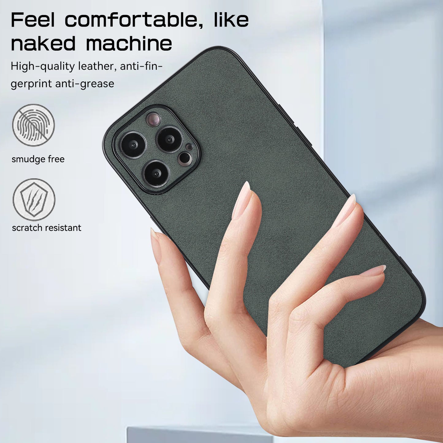 For iPhone 13 Pro 6.1 inch Shockproof Phone Cover PU Leather Coated TPU Case