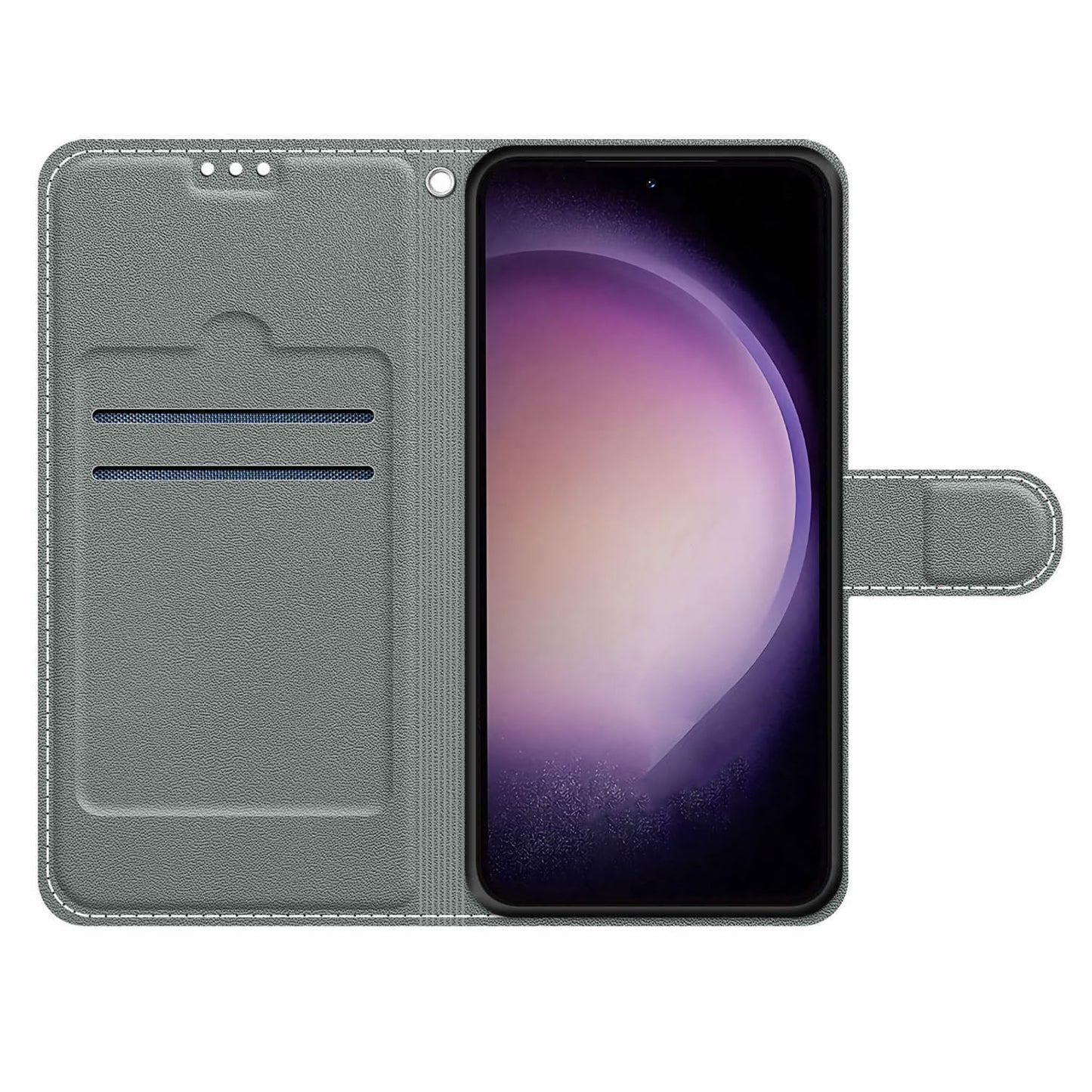 For Samsung Galaxy S23 PU Leather Flip Protective Case Pattern Printed Card Holder Stand Phone Cover with Strap