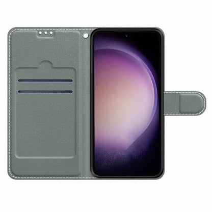 For Samsung Galaxy S23 PU Leather Flip Protective Case Pattern Printed Card Holder Stand Phone Cover with Strap