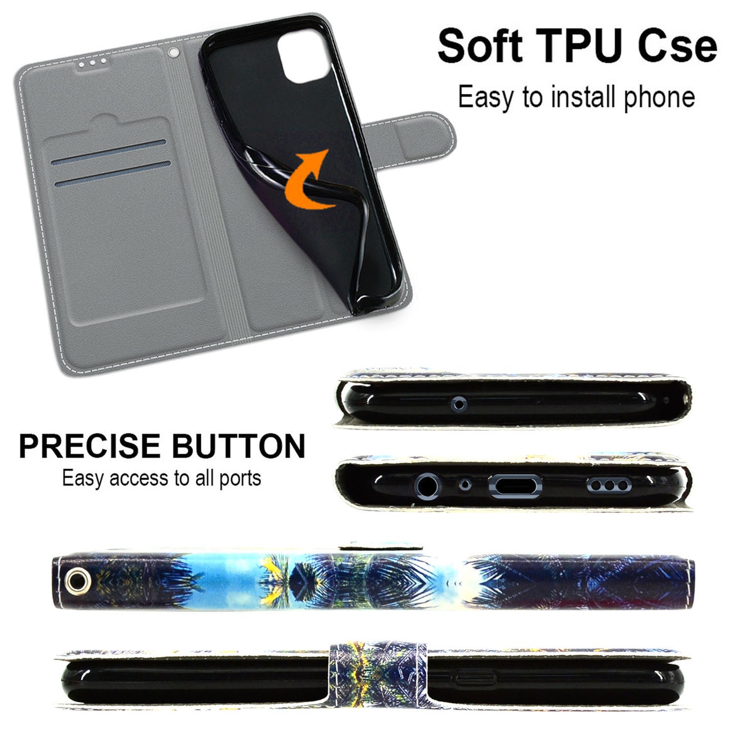 For Samsung Galaxy S23 PU Leather Flip Protective Case Pattern Printed Card Holder Stand Phone Cover with Strap