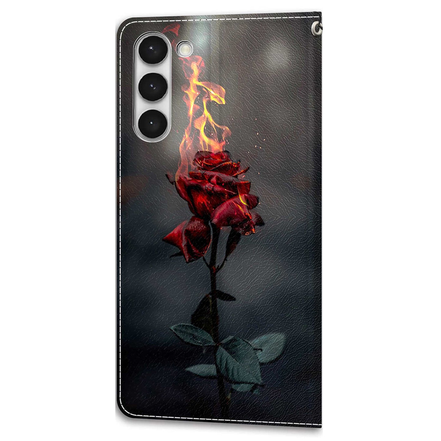 For Samsung Galaxy S23 PU Leather Flip Protective Case Pattern Printed Card Holder Stand Phone Cover with Strap