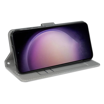 For Samsung Galaxy S23+ PU Leather Phone Case Card Slots Printed Pattern Stand Cover with Strap